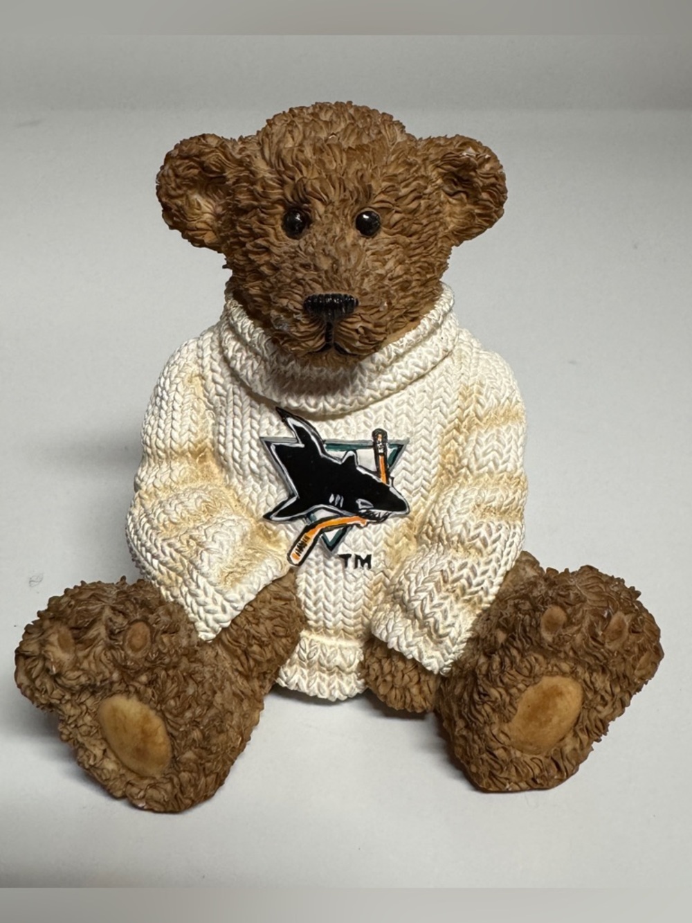NHL San Jose Sharks Bear Figurine with Black & Cream Details